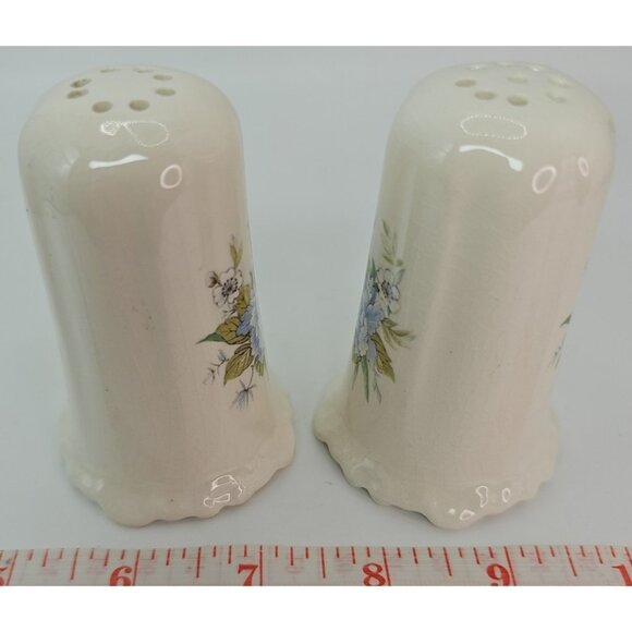 Vintage Salt and Pepper Shakers Ceramic White with Floral Motif 2 1/2" x 2" - Picture 6 of 12